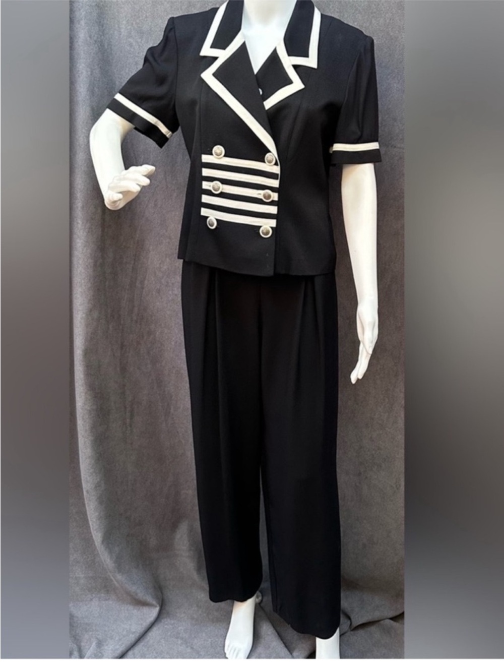 Vintage Women’s Pants Suit 80s Black White Drummer 80s Size 8